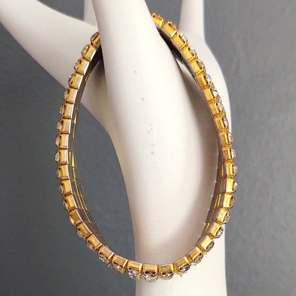 Gold and cz stretch bracelet - Picture 2 of 5